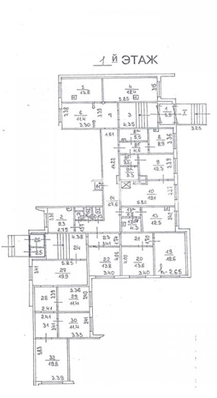 Планировка офиса 344 м², 1 этаж, Жилое здание «Ореховый б-р, 59, кор. 1»